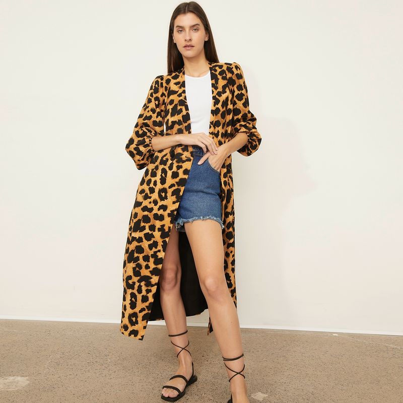 BASEMENT - Kimono Manga Larga Animal Print Mujer Basement