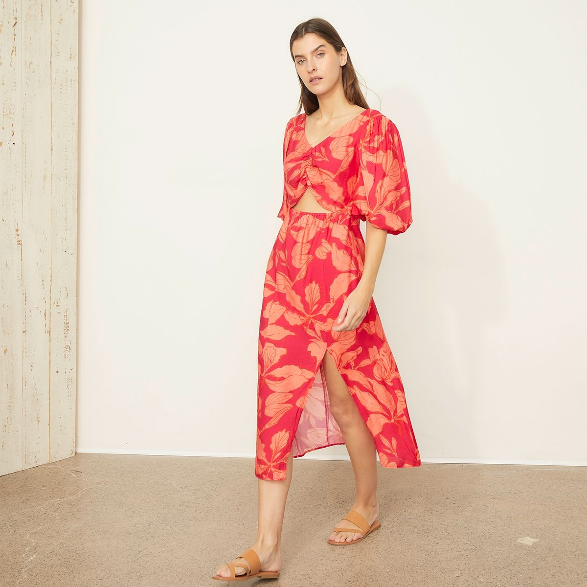 BASEMENT - Vestido Midi Tencel Floral Mujer Basement