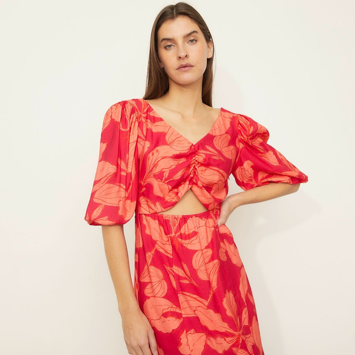 BASEMENT - Vestido Midi Tencel Floral Mujer Basement