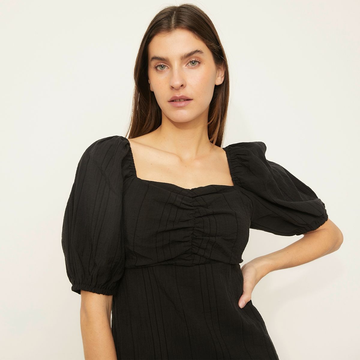 BASEMENT - Vestido Basement Mujer Mangas Abullonadas