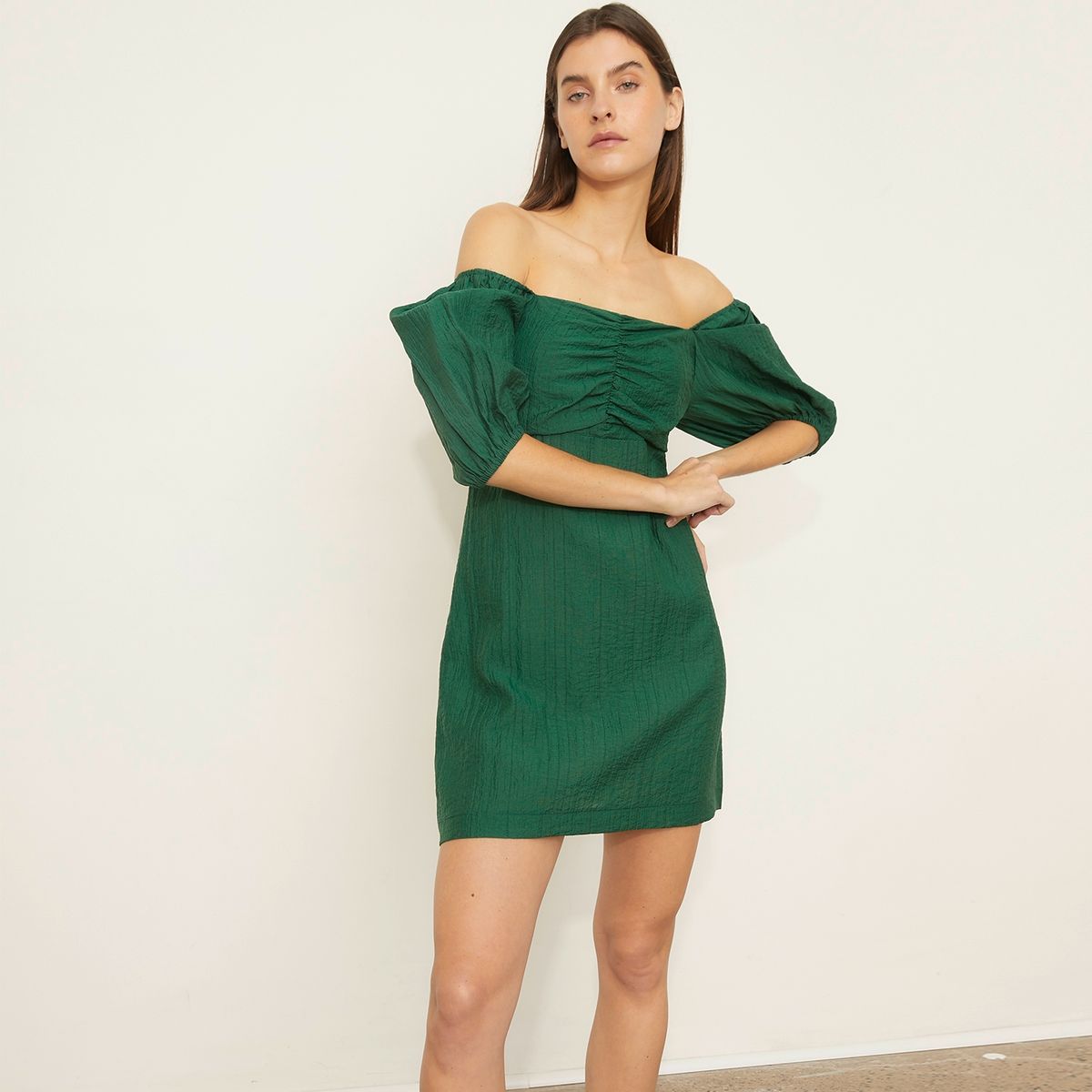 BASEMENT - Vestido Basement Mujer Mangas Abullonadas