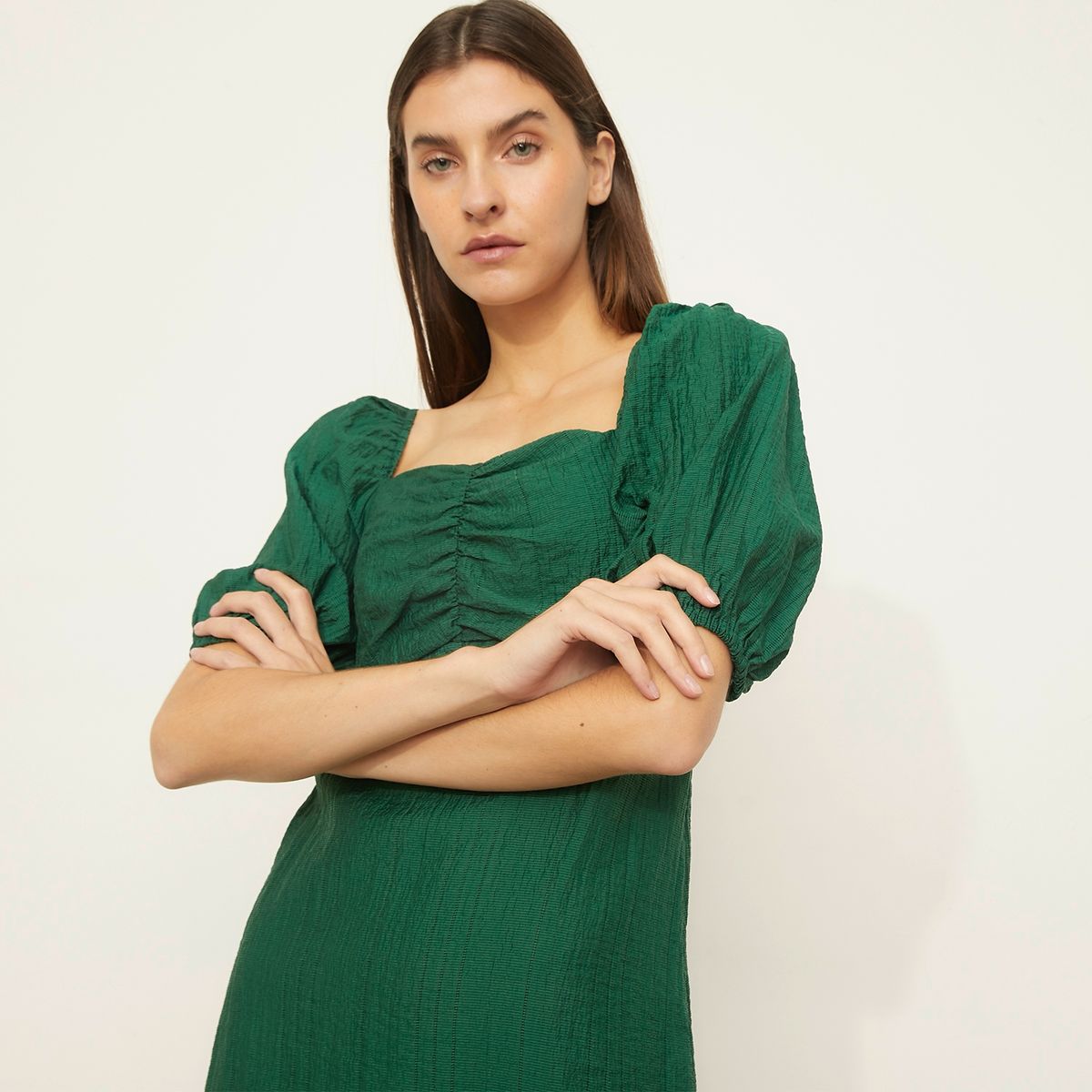 BASEMENT - Vestido Basement Mujer Mangas Abullonadas