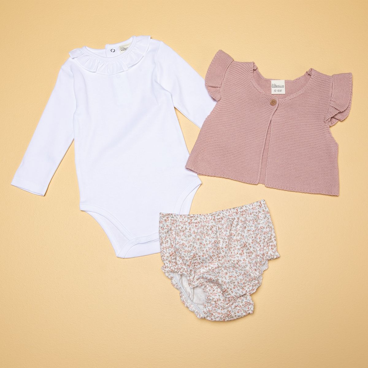 CONIGLIO - Conjunto Bebé Niña 3 Piezas Algodón Coniglio