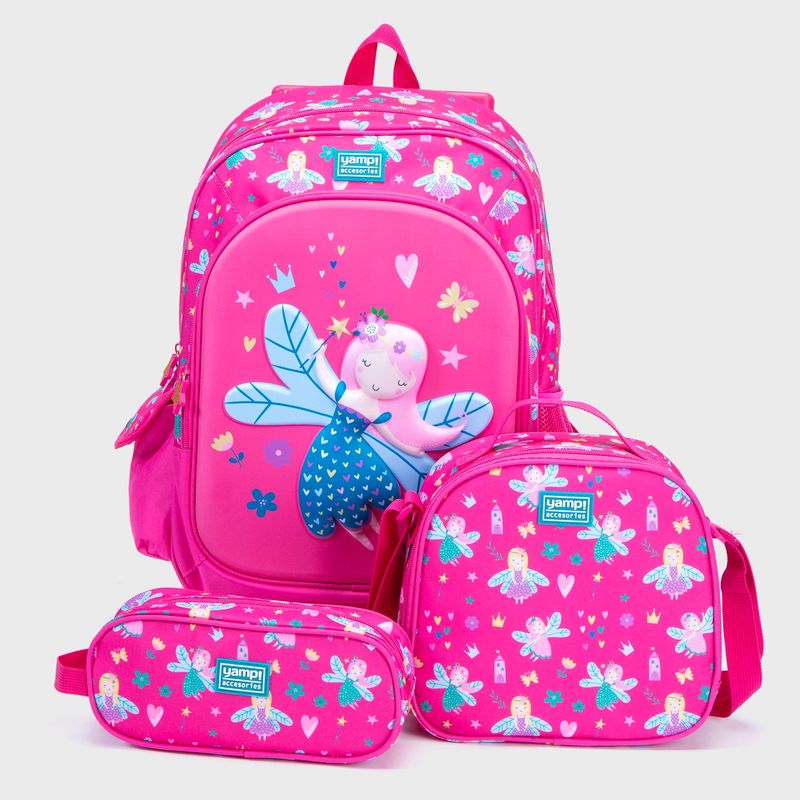 YAMP - Mochila Infantil Con Ruedas Unicornio + Lonchera + Estuche Yamp