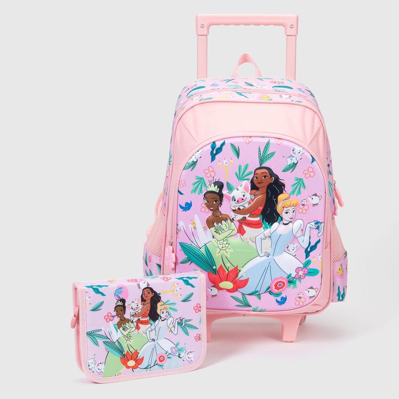 PRINCESAS - Mochila Infantil Con Ruedas + Estuche Niña Princesas
