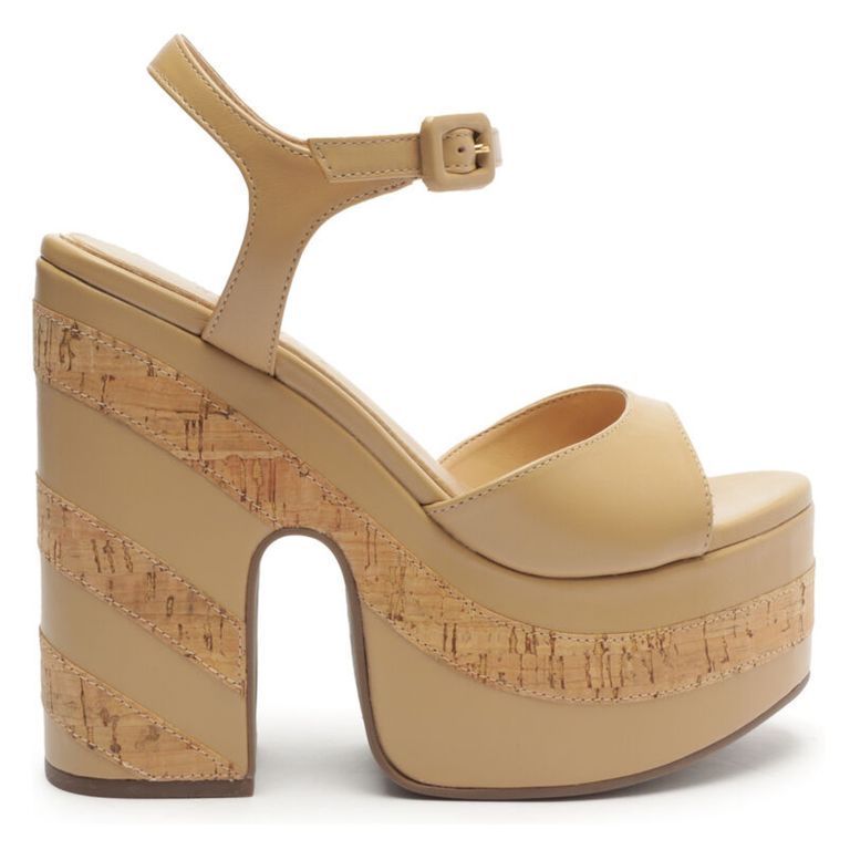 Sandalia Mujer Cuero Beige