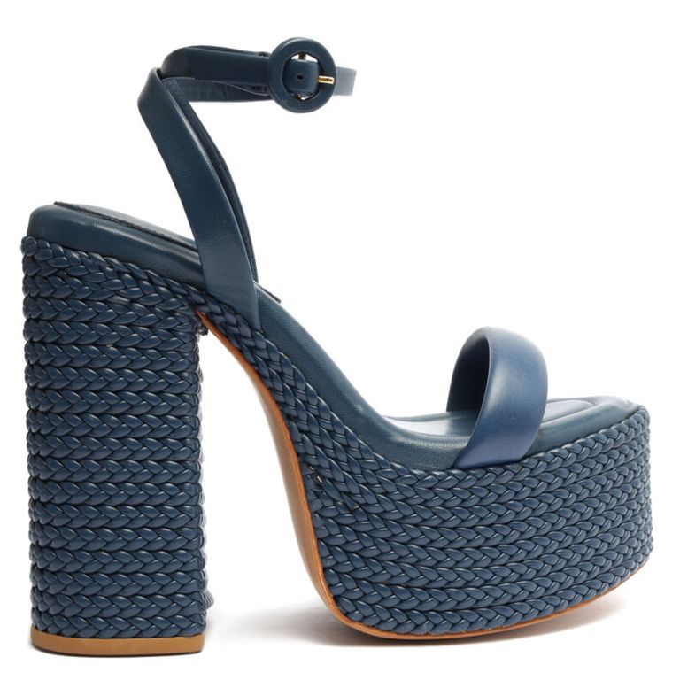 Sandalia Mujer Cuero Azul
