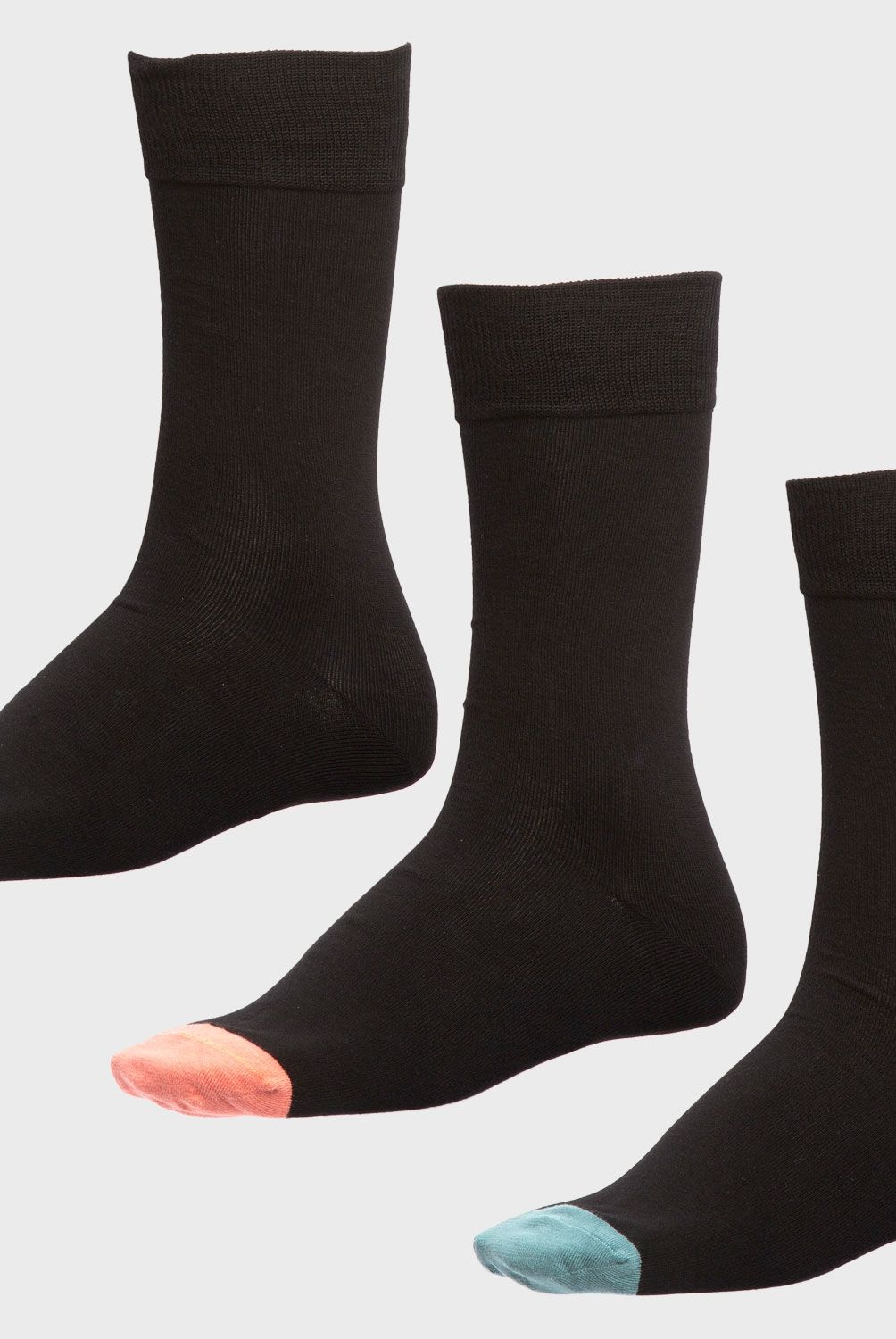 BASEMENT - Calcetines Largos Basement Algodón Diseño con Puntera de Color Hombre