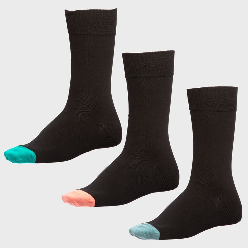 BASEMENT - Calcetines Largos Basement Algodón Diseño con Puntera de Color Hombre