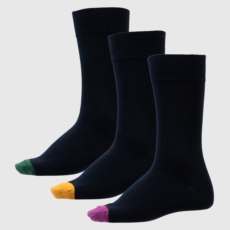 BASEMENT - Calcetines Largos Basement Algodón Diseño con Puntera de Color Hombre