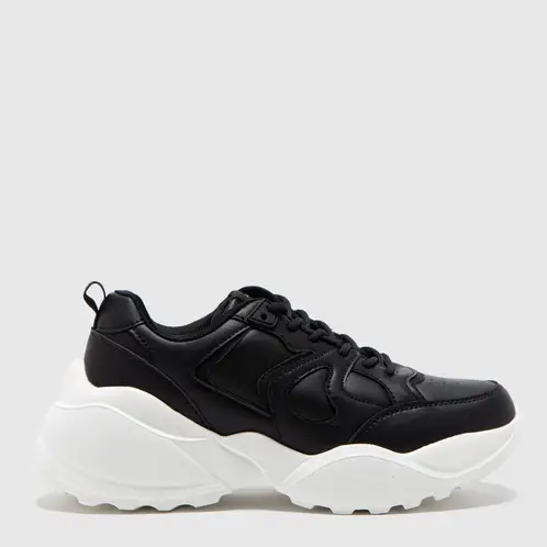 SYBILLA - Zapatillas Urbanas Negra Sintética Mujer Plataforma Media