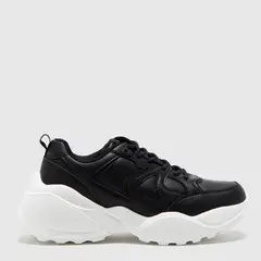 SYBILLA - Zapatillas Urbanas Negra Sintética Mujer Plataforma Media