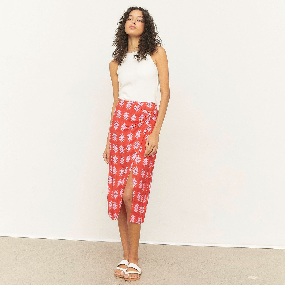 BASEMENT - Falda Midi Estampada Mujer Basement