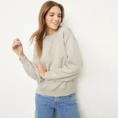 SYBILLA - Polerón Mujer Algodón Manga Larga Cuello Redondo