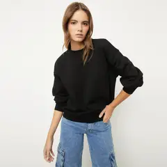 SYBILLA - Polerón Mujer Algodón Manga Larga Cuello Redondo