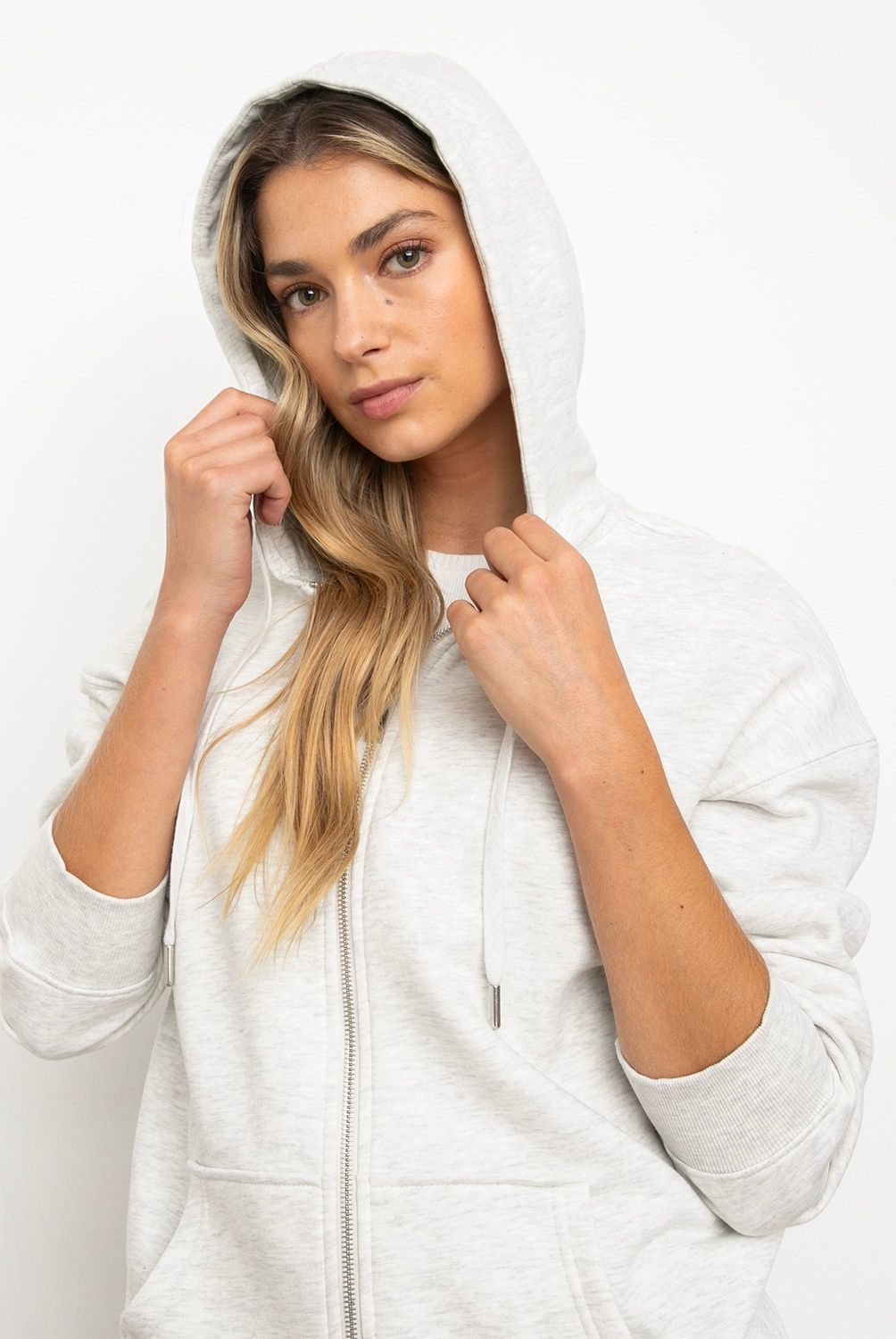 SYBILLA - Polerón Sybilla Mujer Algodón con Cierre y Gorro