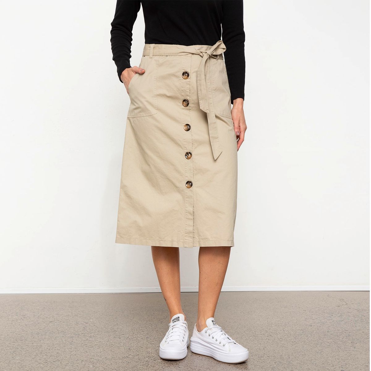 NEWPORT - Falda Midi Algodón Mujer Newport