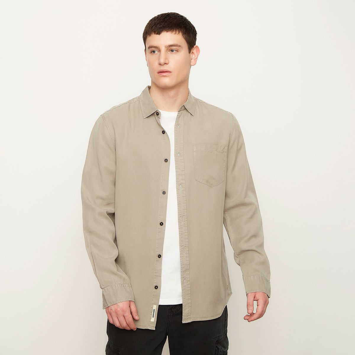 AMERICANINO - Camisa Casual Manga Larga Algodón Hombre Americanino