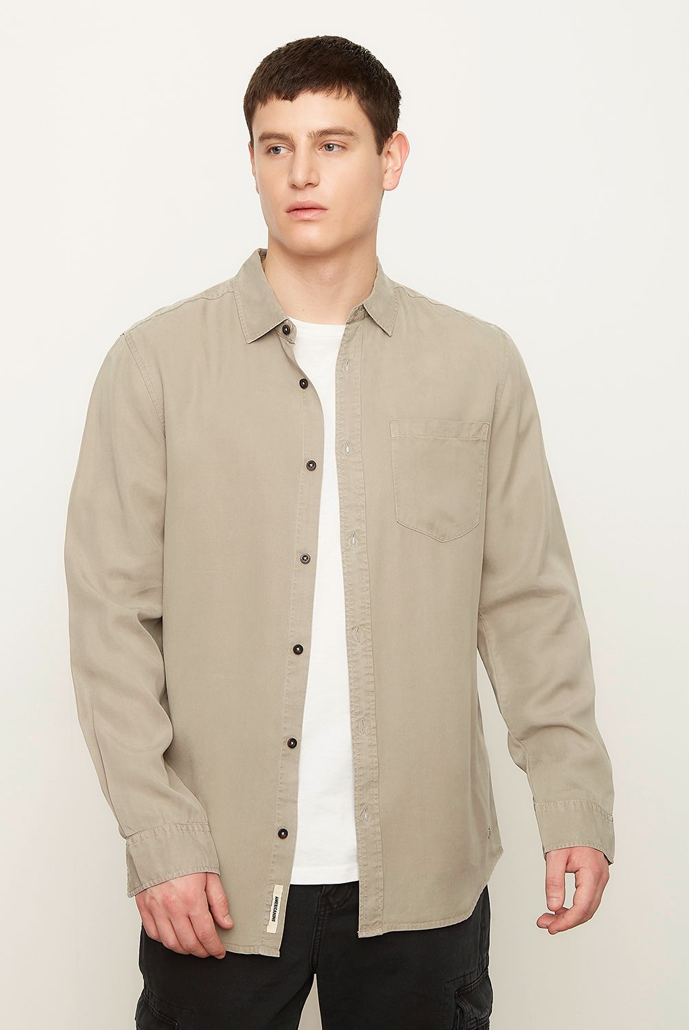 AMERICANINO - Camisa Casual Manga Larga Algodón Hombre Americanino