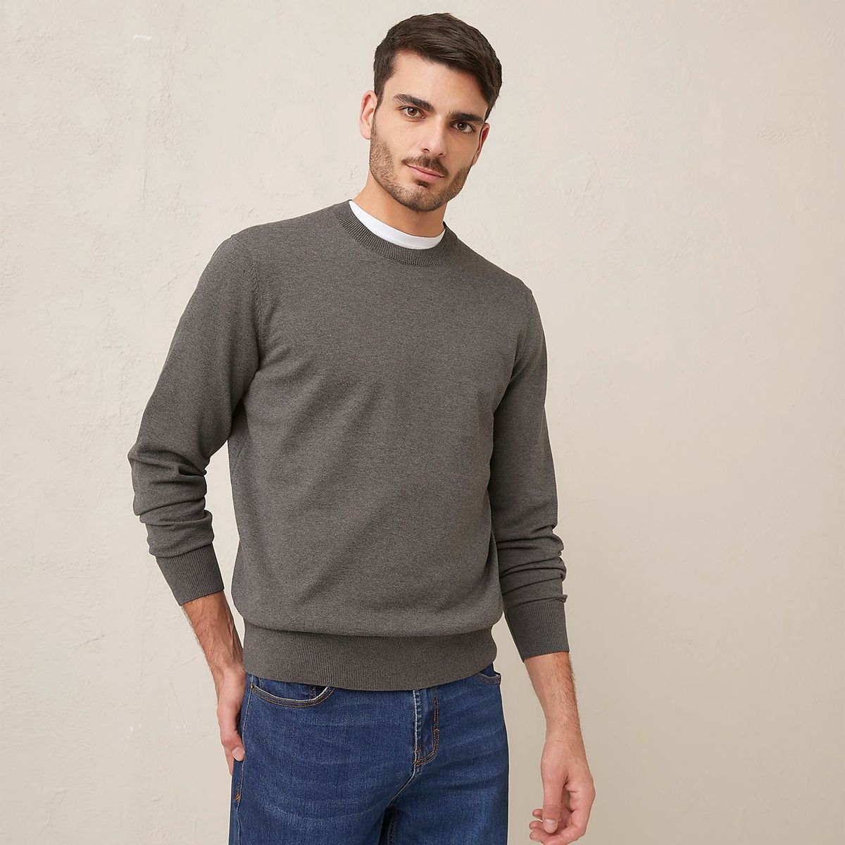 BASEMENT - Sweater Liso Regular Fit Algodón Hombre Basement