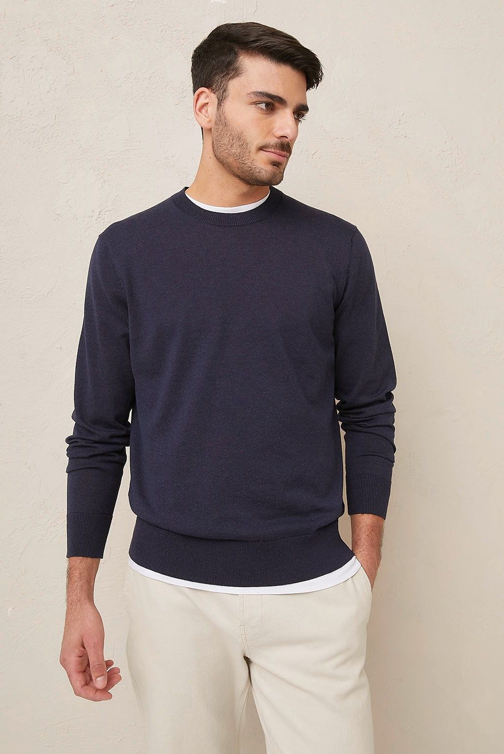 BASEMENT - Sweater Liso Regular Fit Algodón Hombre Basement