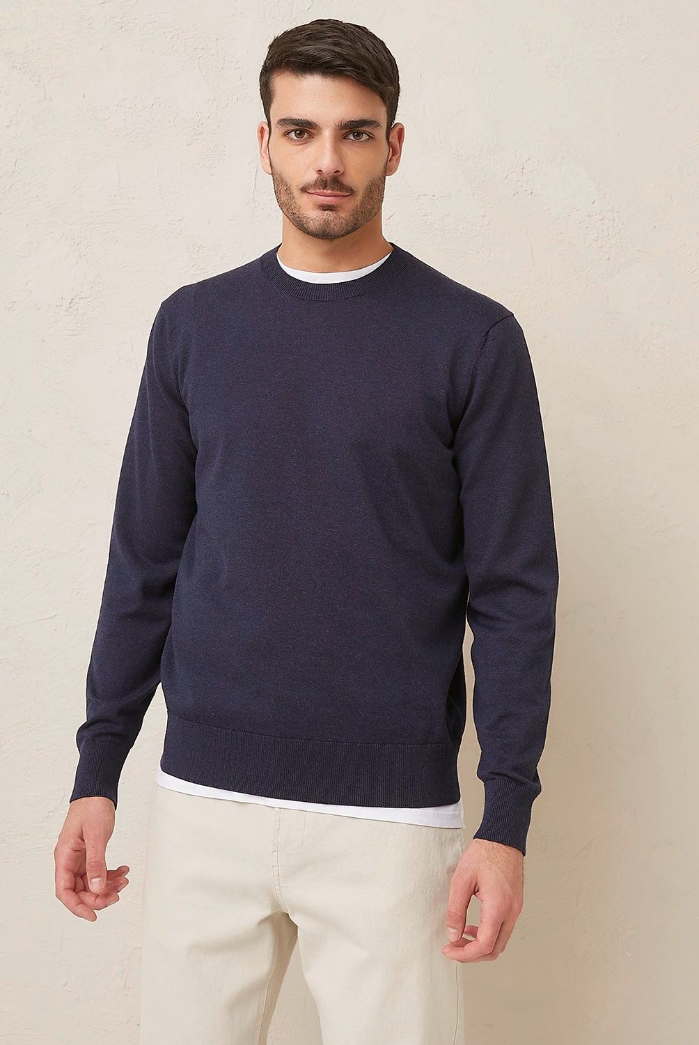 BASEMENT - Sweater Liso Regular Fit Algodón Hombre Basement