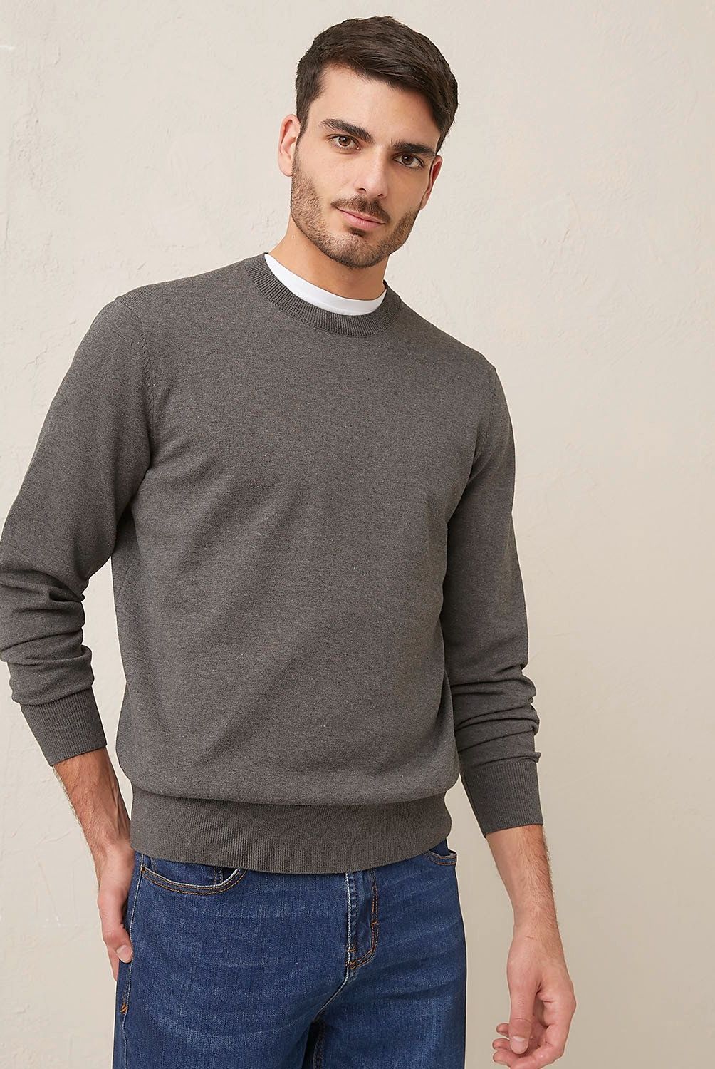 BASEMENT - Sweater Liso Regular Fit Algodón Hombre Basement