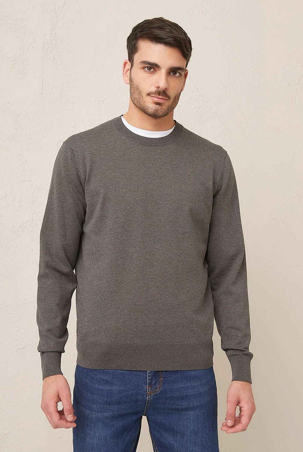 BASEMENT - Sweater Liso Regular Fit Algodón Hombre Basement