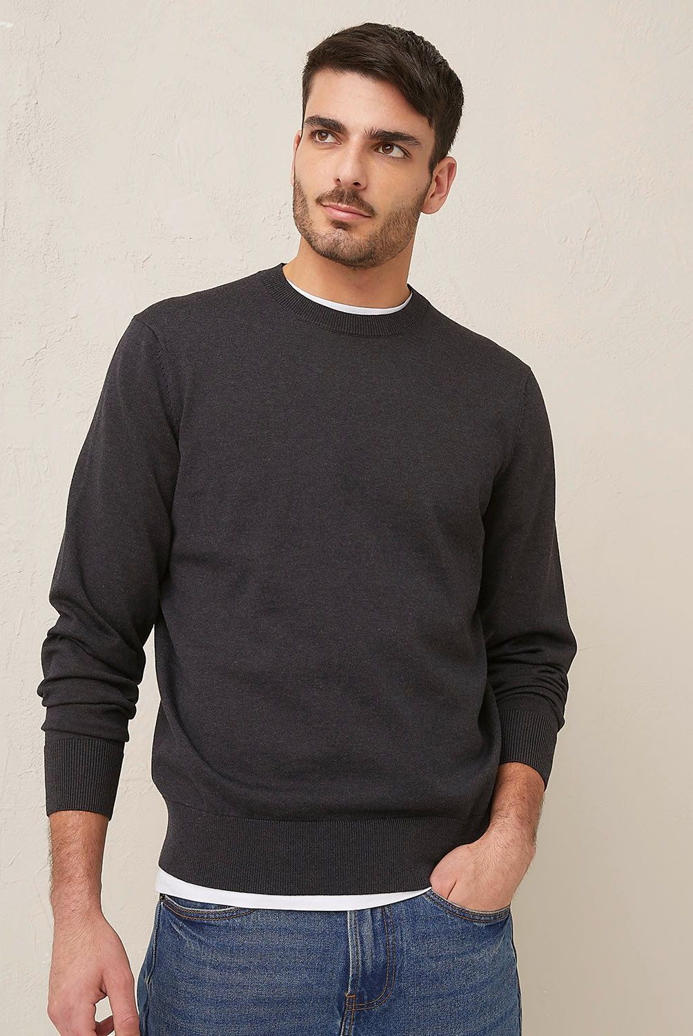 BASEMENT - Sweater Liso Regular Fit Algodón Hombre Basement