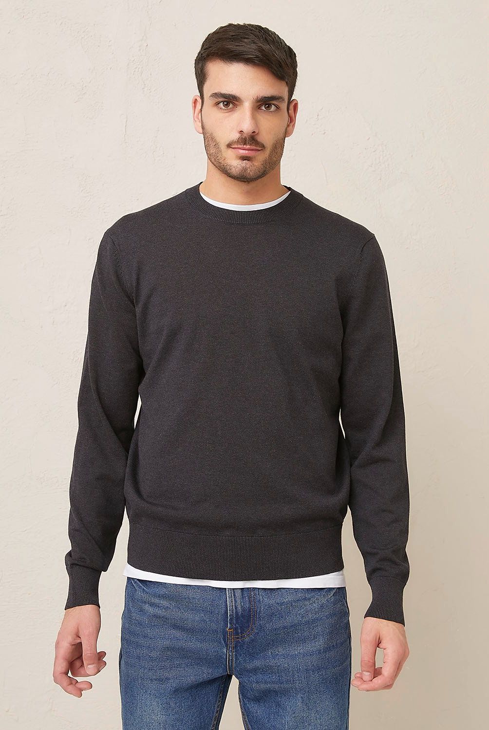 BASEMENT - Sweater Liso Regular Fit Algodón Hombre Basement