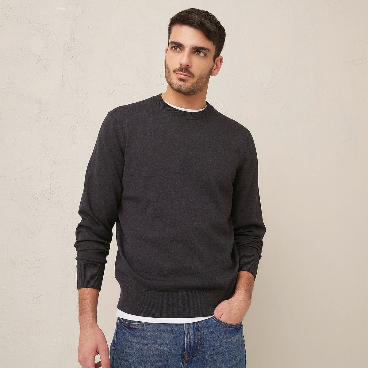 BASEMENT - Sweater Liso Regular Fit Algodón Hombre Basement