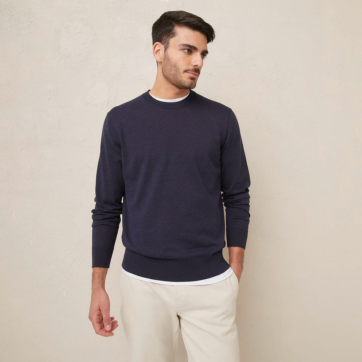 BASEMENT - Sweater Liso Regular Fit Algodón Hombre Basement