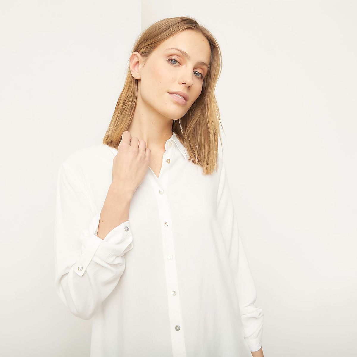 BASEMENT - Blusa Manga Larga Mujer Basement Viscosa Diseño Rayas