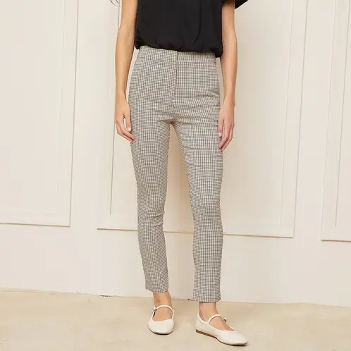 BASEMENT - Pantalón Straight Alto Mujer Algodón