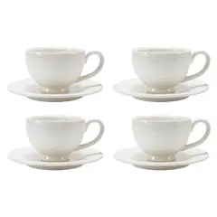 ROBERTA ALLEN - Set 4 Tazas Café Con Plato Libélula Porcelana Blanco