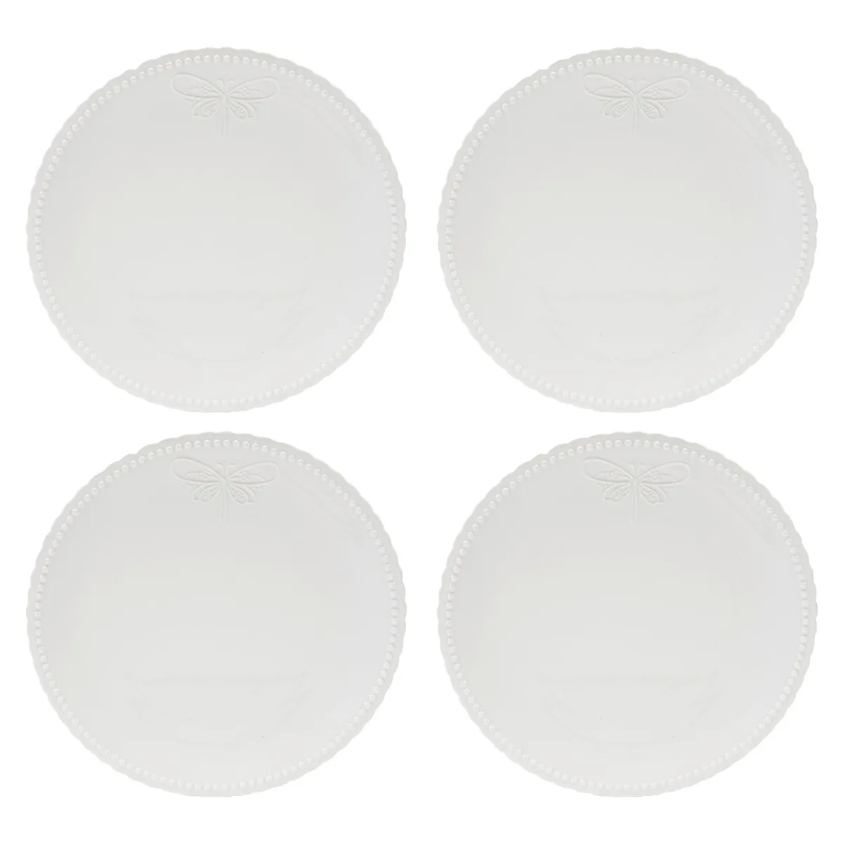 ROBERTA ALLEN - Set 4 Platos 27 Cm Porcelana Blanco Libélula New Roberta Allen