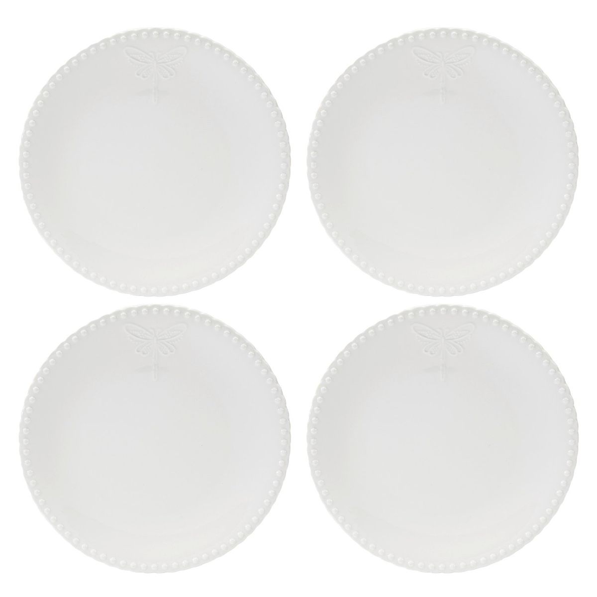 ROBERTA ALLEN - Set 4 Platos 19 Cm Porcelana Blanco Libélula New Roberta Allen