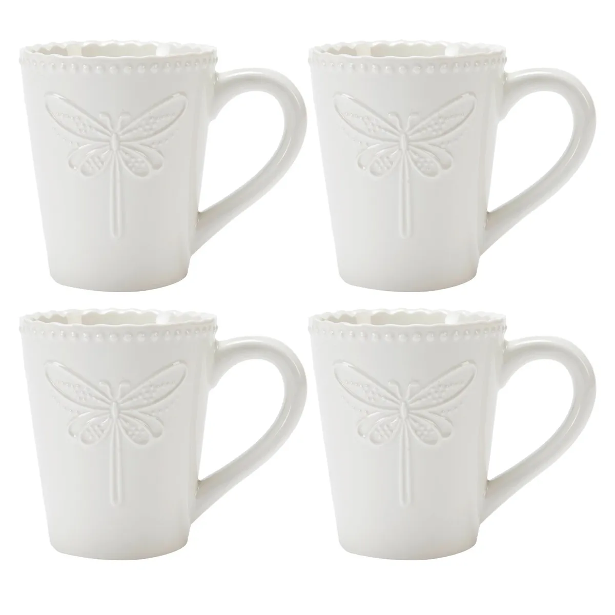 ROBERTA ALLEN - Set 4 Mugs Libélula 320 Ml Porcelana Blanco Roberta Allen
