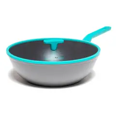 WURDEN - Wok Turquesa 32 Cm Con Tapa Antiadherente