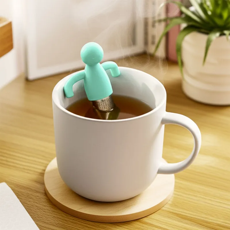 MICA - Infusor de Té Mica Hombrecito de Silicona y Acero Inoxidable
