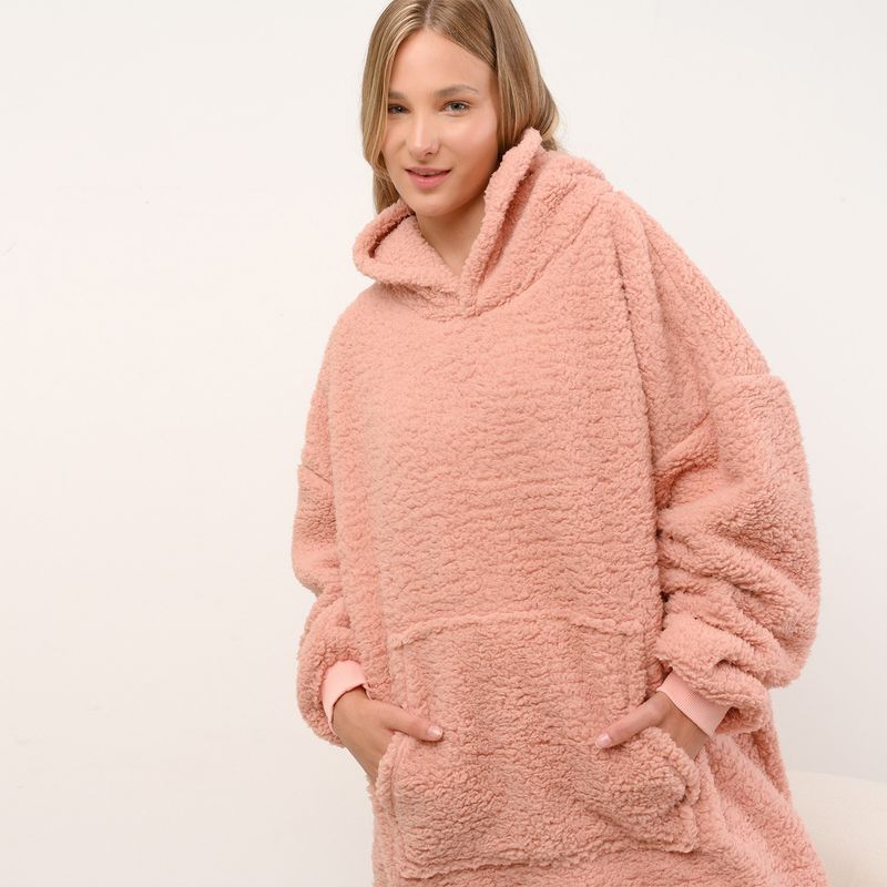 MICA - Manta Hoodie Mica Adulto Rosa de Poliéster