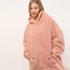 MICA - Manta Hoodie Adulto Rosa de Poliéster