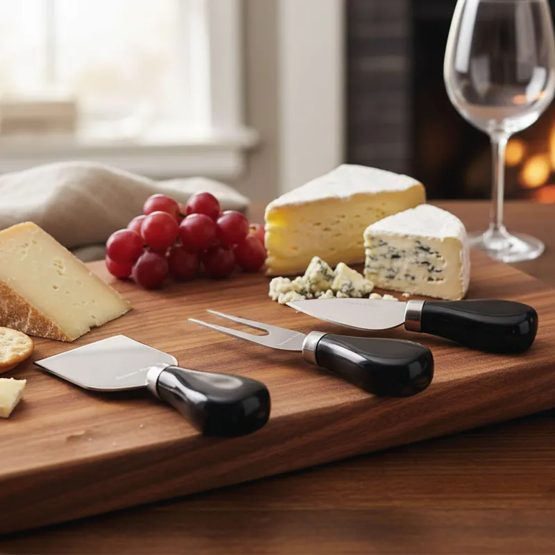 ROBERTA ALLEN - Set 3 Cuchillos Queso Aperitivo Toscana Negro Roberta Allen