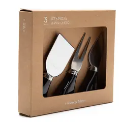 ROBERTA ALLEN - Set 3 Cuchillos Queso Aperitivo Toscana Negro