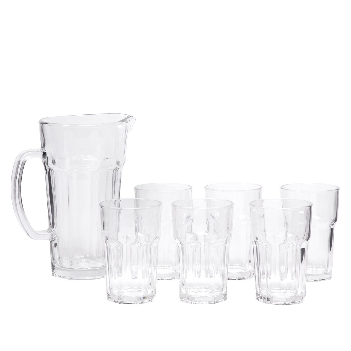 MICA - Set de Jarra 1.2 Litros  + 6 Vasos 310 ml Vidrio Tableado Mica