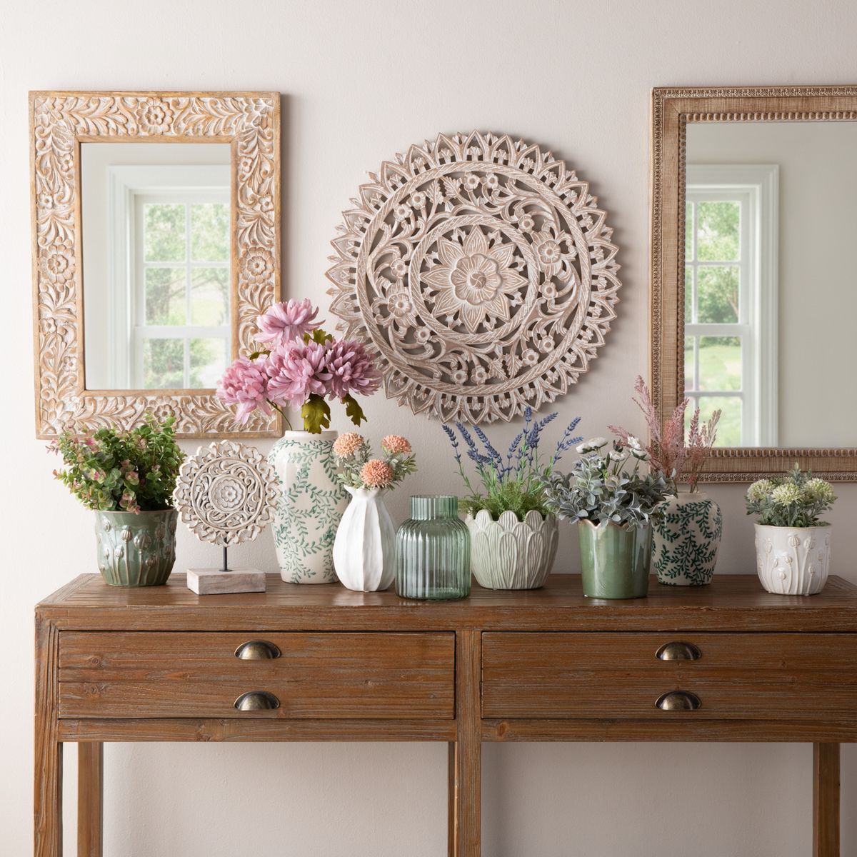 ROBERTA ALLEN - Espejo De Pared Rectangular Con Marco De MaDera 80X60 cm Decorativo Roberta Allen