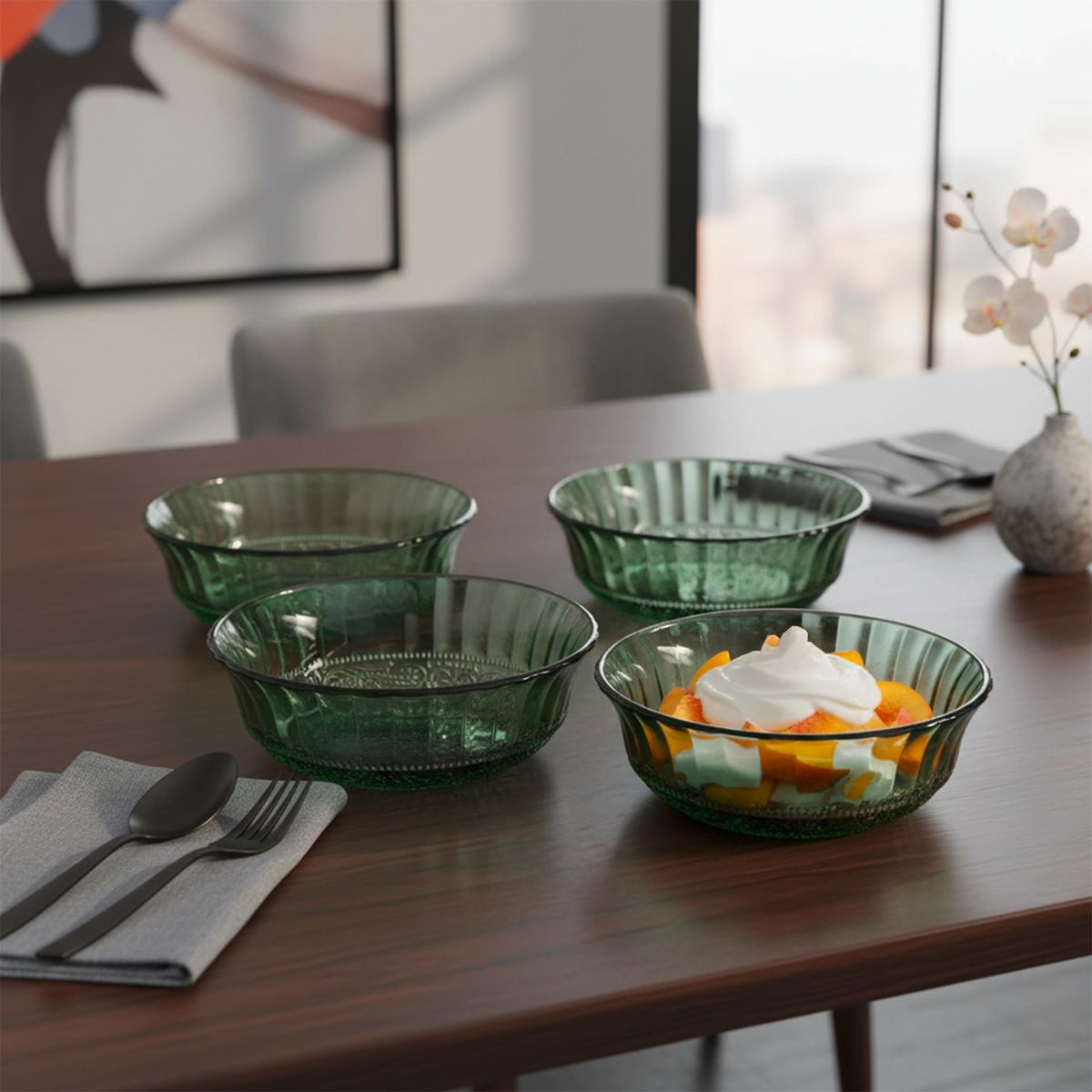 ROBERTA ALLEN - Set 4 Bowls Labrado Verde 13.5x5 cm Roberta Allen