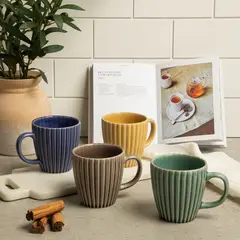 MICA - Set de 4 Tazas Textura 468 ml Cerámica
