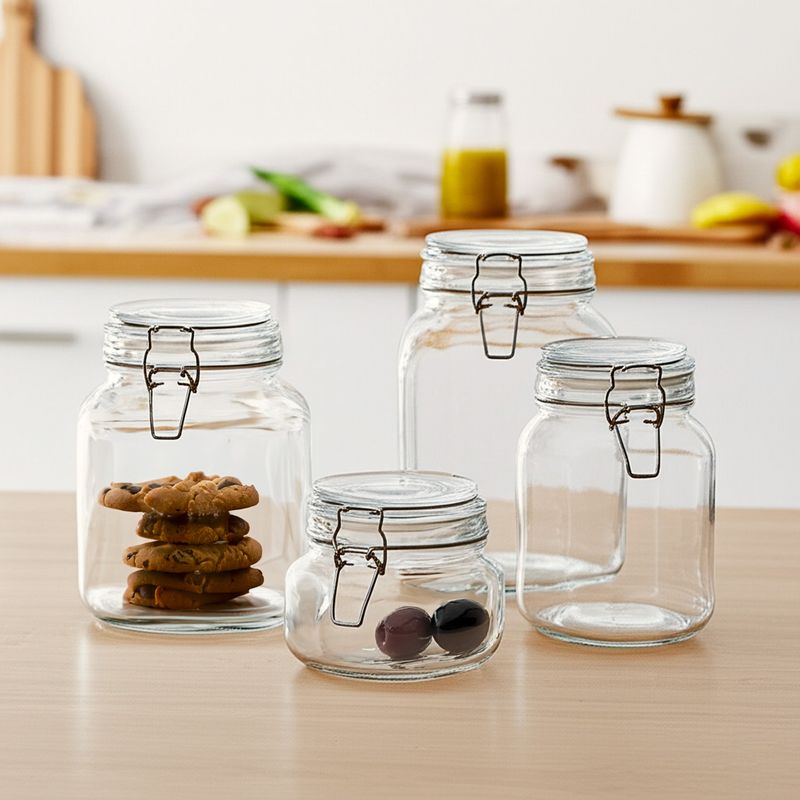 MICA - Set de 4 Canisters Vidrio Mica con Broche Hermético