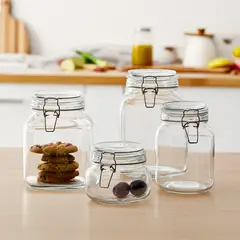 MICA - Set de 4 Canisters Vidrio con Broche Hermético